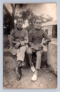 RPPC FRENCH SOLDIERS IN TIENTSIN CHINA REAL PHOTO POSTCARD (1927)