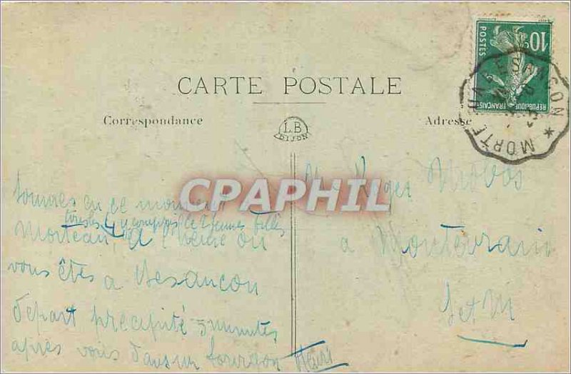 Old Postcard upstream Doubs Gorges Pavilion Dragonfly