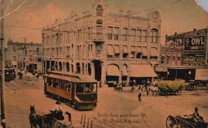 Vintage Postcard Ninth Avenue & Main Street First National Bank Winfield Kansas