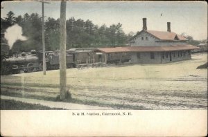 Claremont NH B&M RR Train Station Depot c1915 Postcard