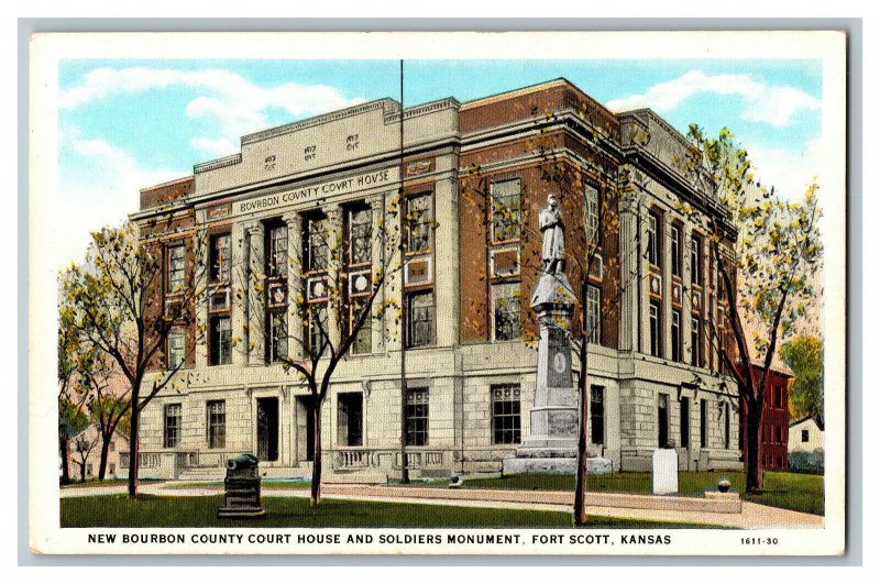 Postcard Bourban County Court House Fort Scott Kansas Vintage Standard View Card 