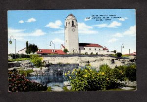 ID Union Pacific Railroad Train Station Depot Boise Idaho Linen Postcard