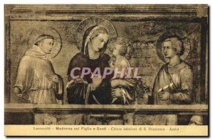 Old Postcard Lorenzetti La Vergine Col Bambino Santi Assisi