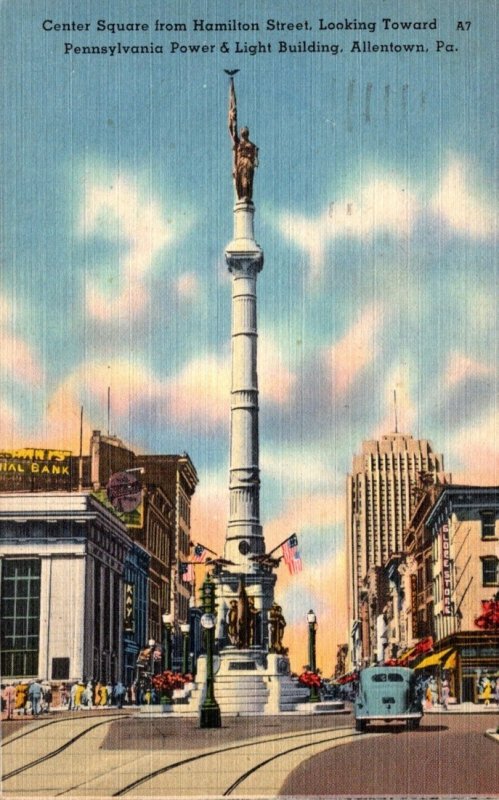 Pennsylvania Allentown Center Street From Hamilton Street 1945