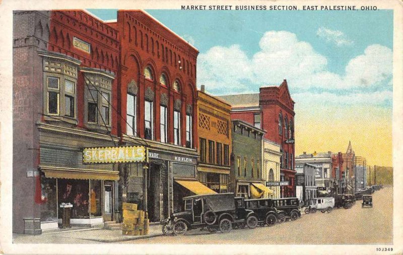 East Palestine Ohio Market Street Business Section Vintage Postcard JI657254