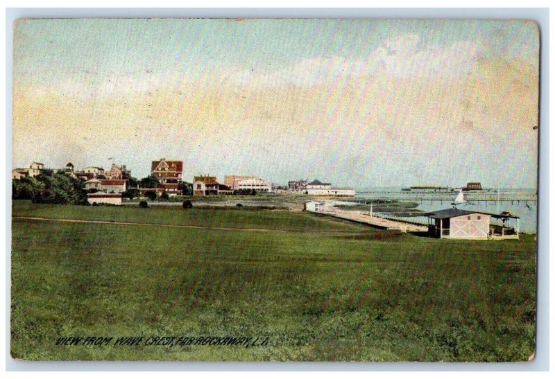 1908 View From Wave Crest Far Rockaway Long Island NY Rotograph Antique Postcard 
