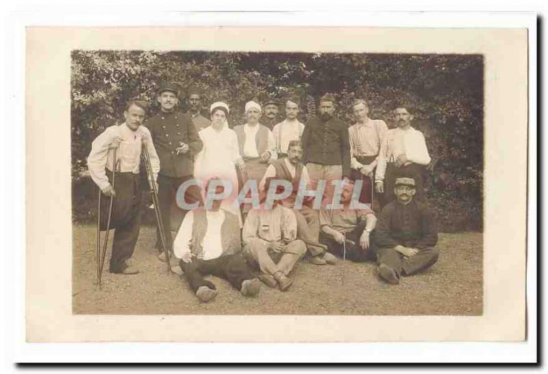  Real photo Vintage Postcard Soldiers (miliaria) Hospital Wound