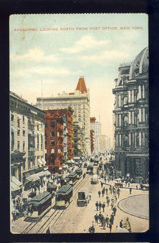 New York City, New York/NY Postcard, Broadway Looking North From Post Office