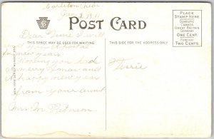 A Happy New Year Landscape Winter Moonlight View Wreath Greetings Card Postcard