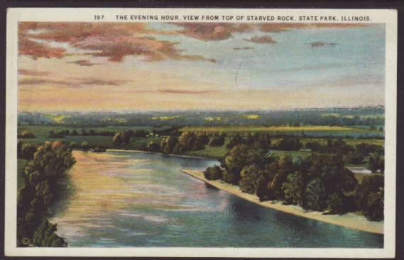 Evening View From Starved Rock State Park,IL Postcard 