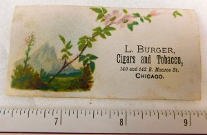 L Burger, Cigars and Tobacco 140 E Monroe St. Chicago Victorian Trade Card 2 F51