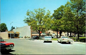 Vtg Bad Axe MI East Huron Avenue Street View Court House Square 1960s Postcard