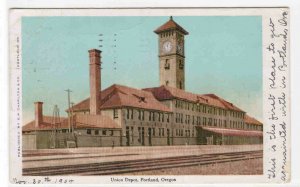 Union Train Depot Portland Oregon 1904 postcard