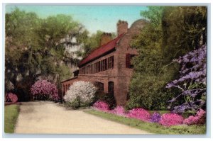 Middleton Place Gardens Tudor House Mansion Charleston SC Handcolored Postcard 