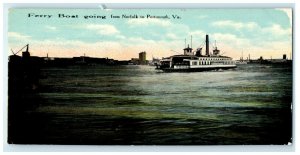 c1930s Ferry Boat Going From Norfolk To Portsmouth Virginia VA Postcard