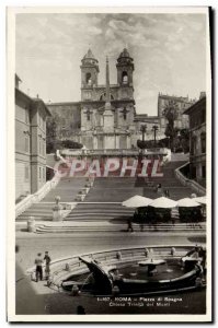 Old Postcard Roma Palazzo di Spagna Chiesa Trinita dei Monti