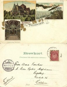 norway norge, TRONDHJEM TRONDHEIM, Domkirken, Ovre Lerfossen (1900) Postcard