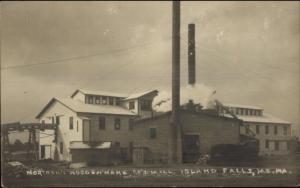 Island Falls ME Northern Woodenware Co Mill c1910 Real Photo Postcard