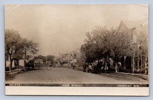 J90/ Fremont Wisconsin RPPC Postcard c1910 Main Street Homes Stores  39