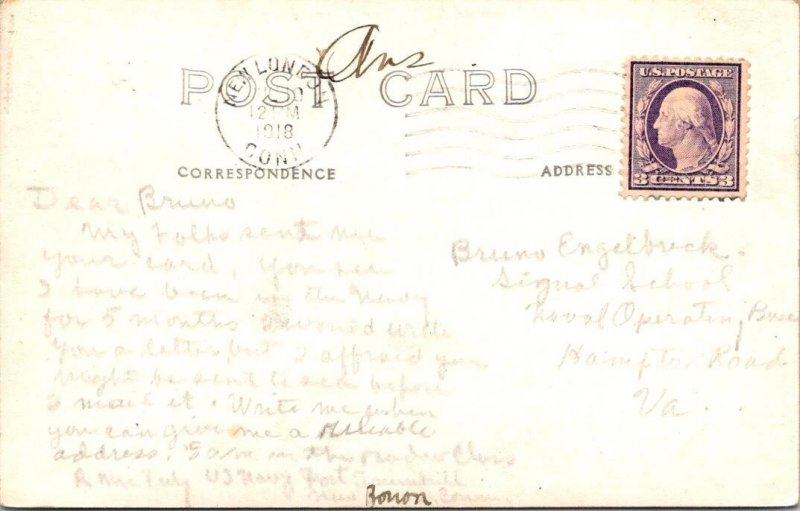 RPPC,  WWI SAILORS On The BEACH  Military~Navy  1918 Real Photo Postcard