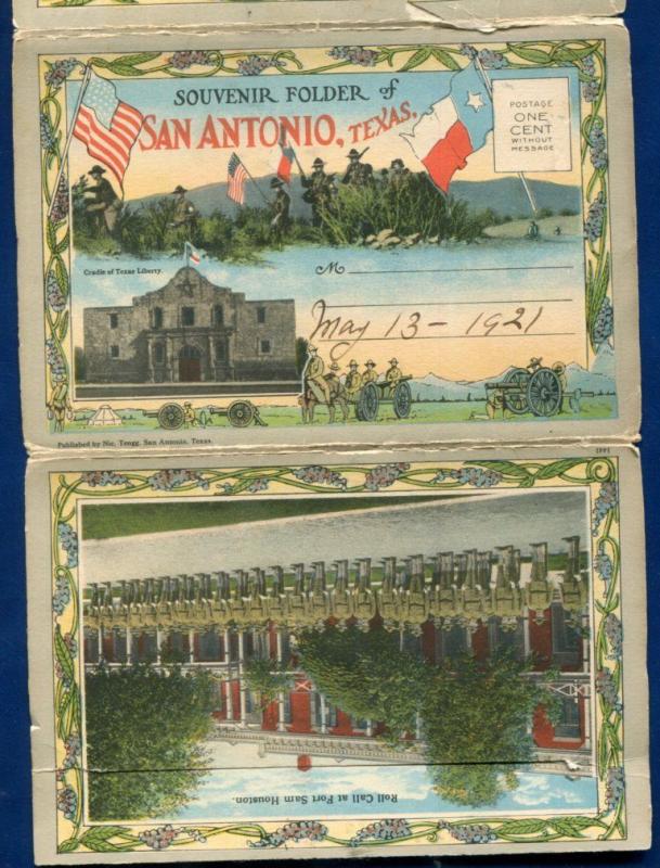 San Antonio Texas tx 1921 souvenir postcard folder