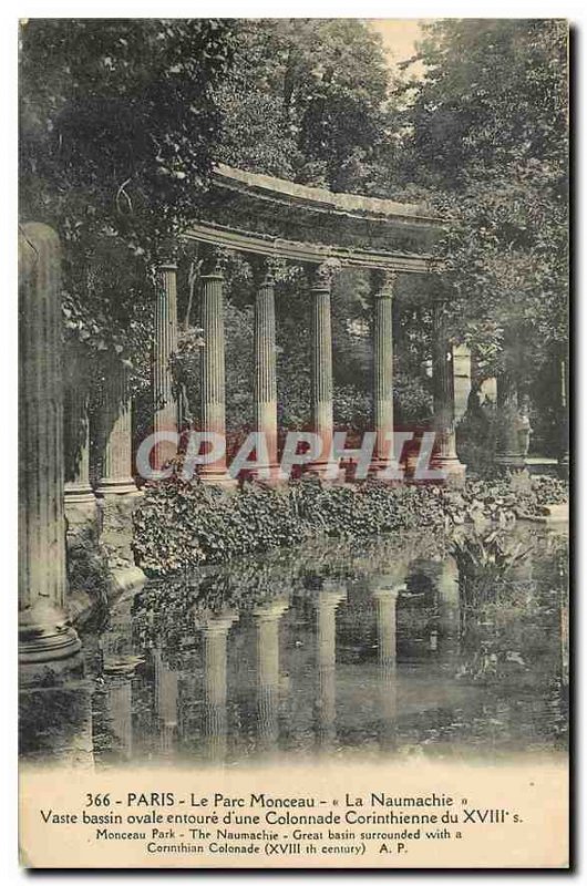 Old Postcard Paris Parc Monceau The Naumachie