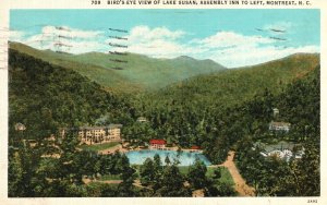 Vintage Postcard 1936 Bird-Eye View Lake Susan Assembly Inn To Left Montreat NC