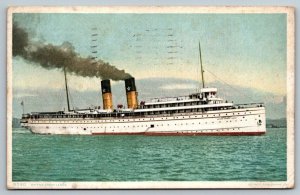 Steamer  on the Great Lakes   Postcard  1909