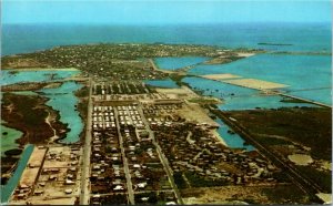 Postcard FL Key West Aerial View Cottages Port Eastern Seaboard 1950s F38