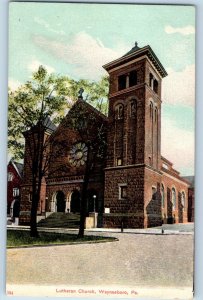 1910 Waynesboro Pennsylvania PA Postcard Lutheran Church Building Roadside View