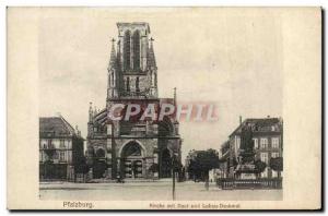 Postcard Old Pfalzburg Kirche mit Denkmal Post und Lobau