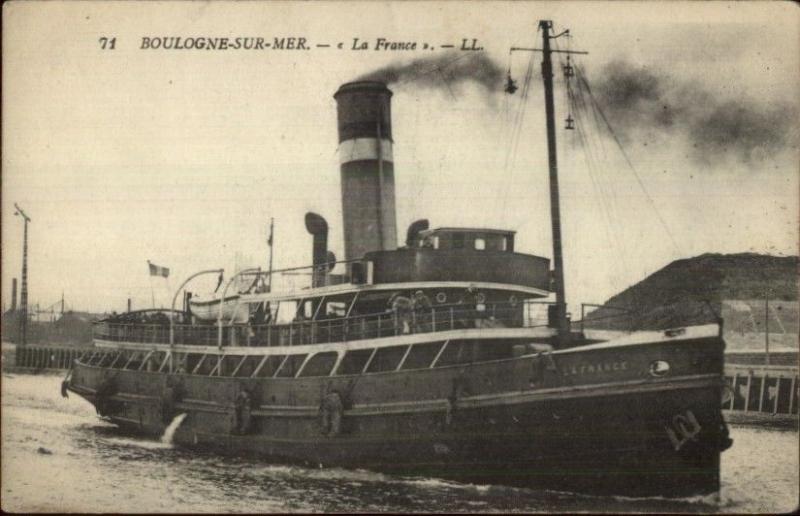 Boulogne Sur Mer France Steamer Boat LA FRANCE c1915 Postcard