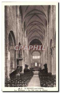 Old Postcard St Benoit sur Loire Basilica Nef to the Choir