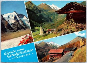 VINTAGE CONTINENTAL SIZE POSTCARD (3) MOUNTAIN SCENES AT GROBGLOCKNER AUSTRIA