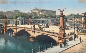 Germany Postcard Berlin Nationalgalerie Friedrichsbrucke tramway