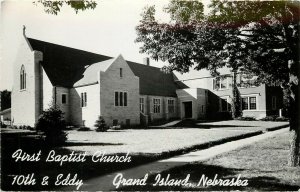 RPPC Postcard; First Baptist Church, 10th & Eddy, Grand Island NE Hall County