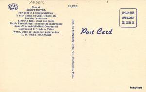 Linen Roadside Scott Motel ONEIDA, TENNESSEE Postcard McQuiddy Postcard 6213