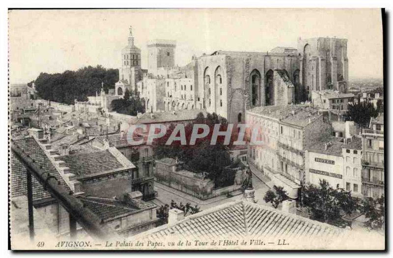 Old Postcard Avignon The Popes' Palace seen from the Tower of the City Hall