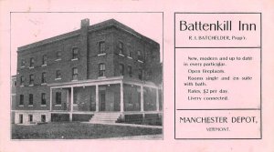 Manchester Depot Vermont Battenkill Inn Vintage Non PC Back AA74481