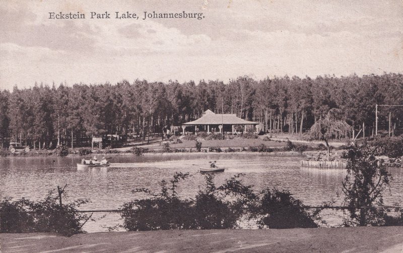 Boat On Eckstein Park Lake Johannesburg South Africa Old Postcard