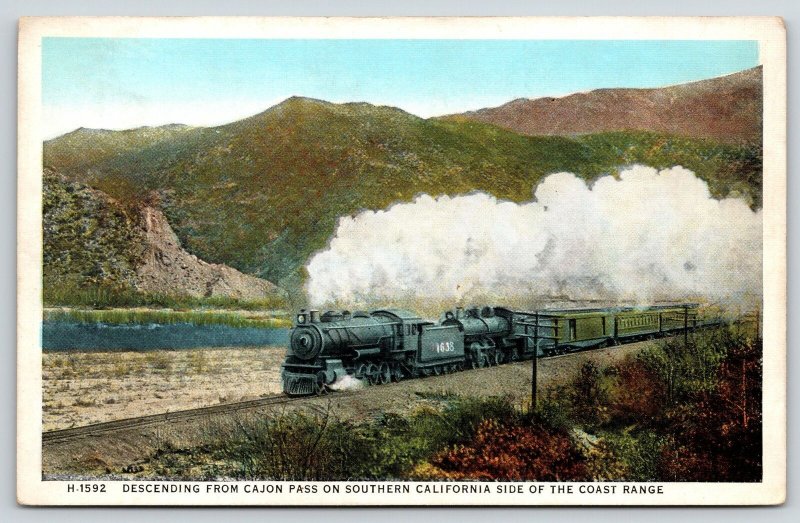 San Gabriel Valley~Cajon Pass CA~Santa Fe Railroad Steam Train~Fred Harvey 1920s 