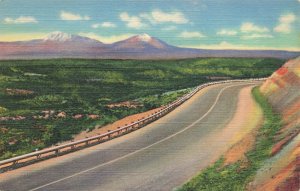 Postcard Top of Raton Pass, New Mexico -Colorado State Line Showing Spanish Peak