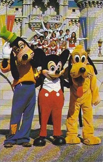 Florida Orlando Goofy Mickey and Pluto Pose Walt Disney World Disneyana