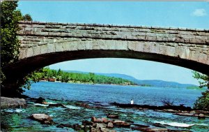American Legion Summer Camp Bog River Falls Bridge Tupper Lake NY Vtg Postcard