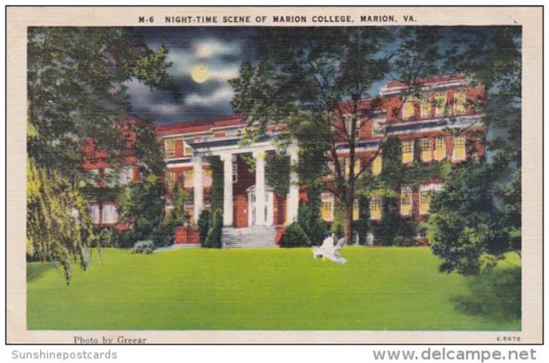 Night Time Scene Of Marion College Marion Virginia