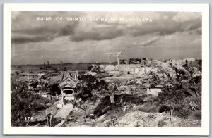 Naha Okinawa Japan 1940s RPPC Real Photo Postcard Ruins Of Shinto Shrine