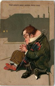 1908 Comedic Sweet Restorer Balmy Sleep Embossed German Postcard 14-38