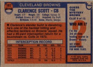 1976 Topps Football Card Clarence Scott Cleveland Browns sk4223