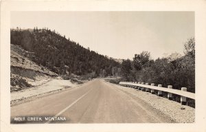 H40/ Wolf Creek Montana RPPC Postcard c1950s Road Guard Rail