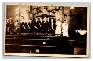 Vintage 1910's RPPC Postcard - Group Confirmation Photo - Catholic Church
